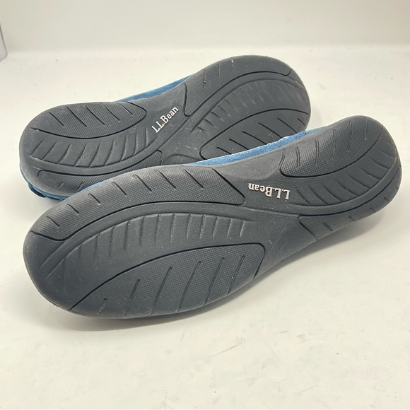 LL Bean Shoes Womens 7.5 M Blue Suede Velvet Trim Pleated Slip On Casual Loafers - Picture 13 of 13